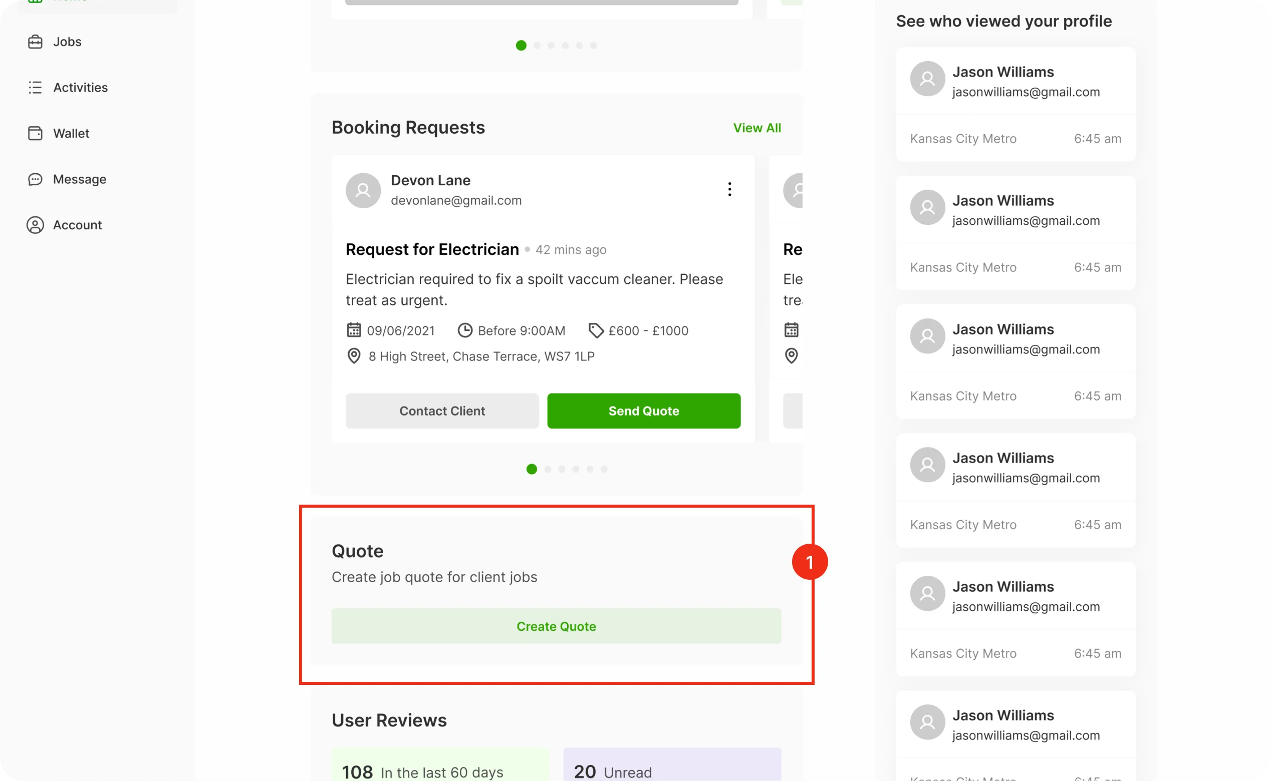 create quote step 1
