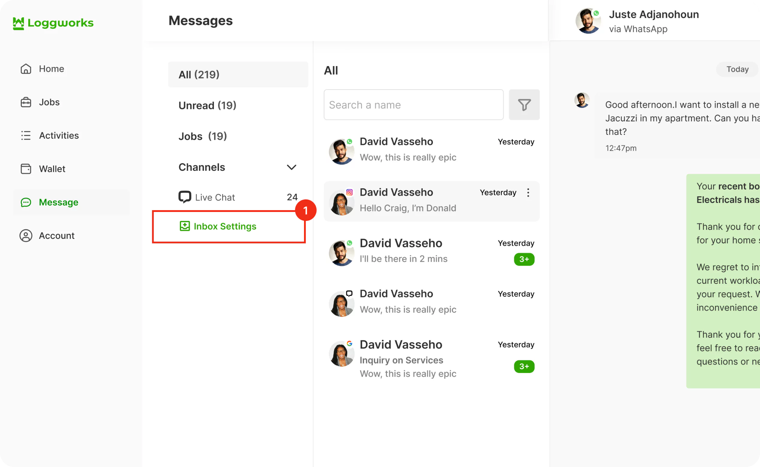 Setting up Email Inbox in Loggworks step 1