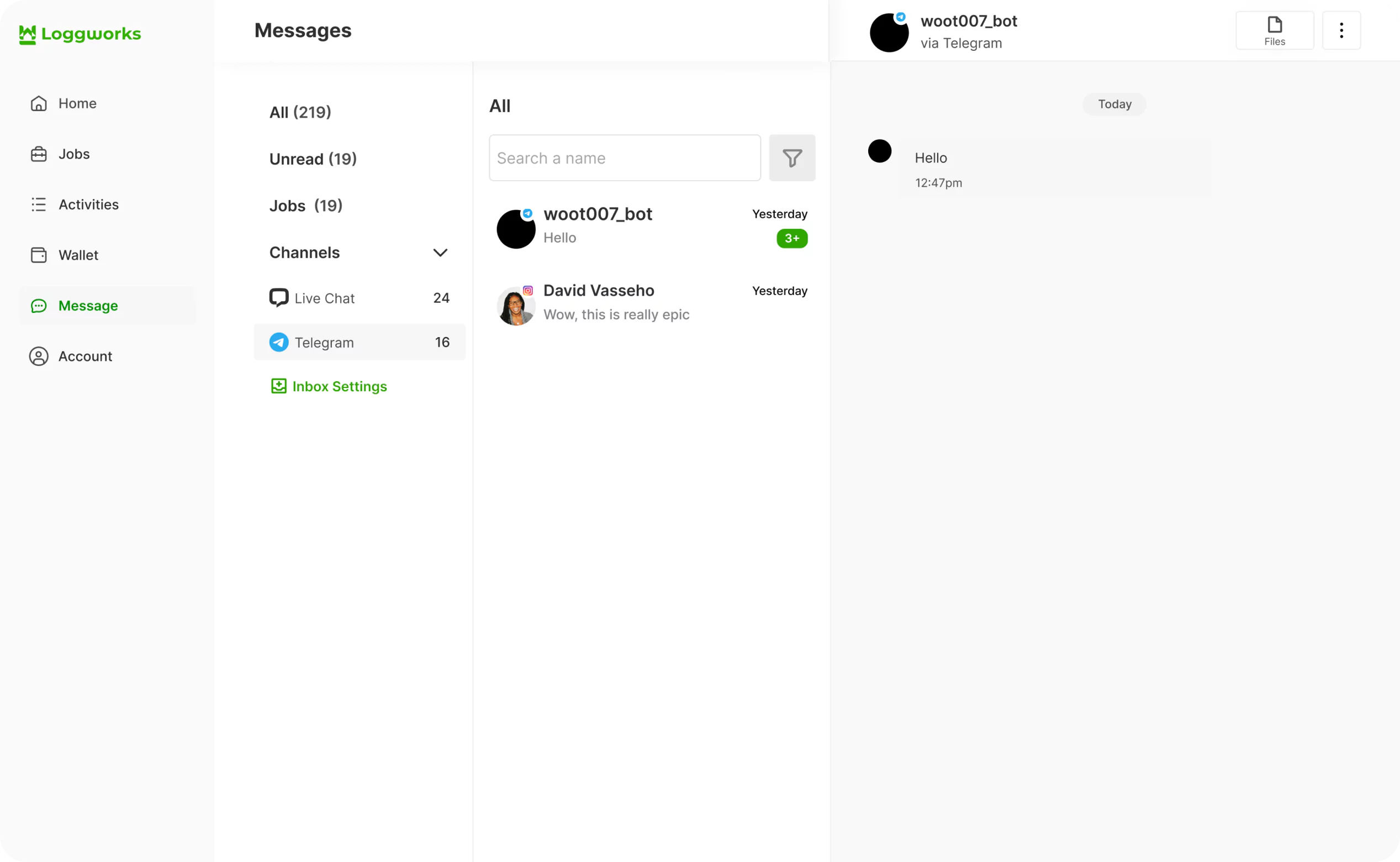 Setting up Telegram Inbox in Loggworks step 6